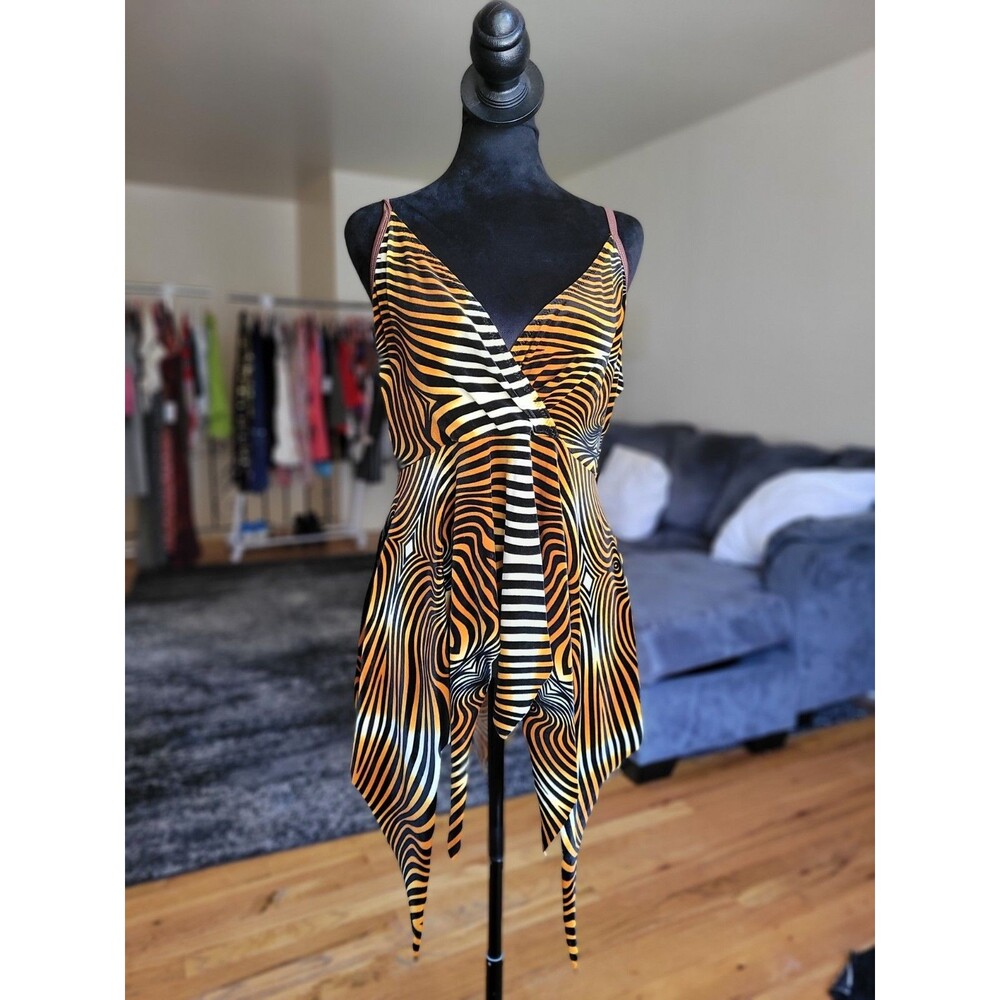 Tiger Stripe Orange and Black Camisole Top Size L-XL Women's Tank Top Blouse